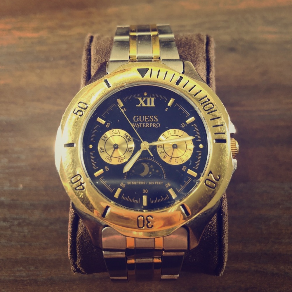 Guess Waterpro Men Two-Tone Moon Phase Chronograph